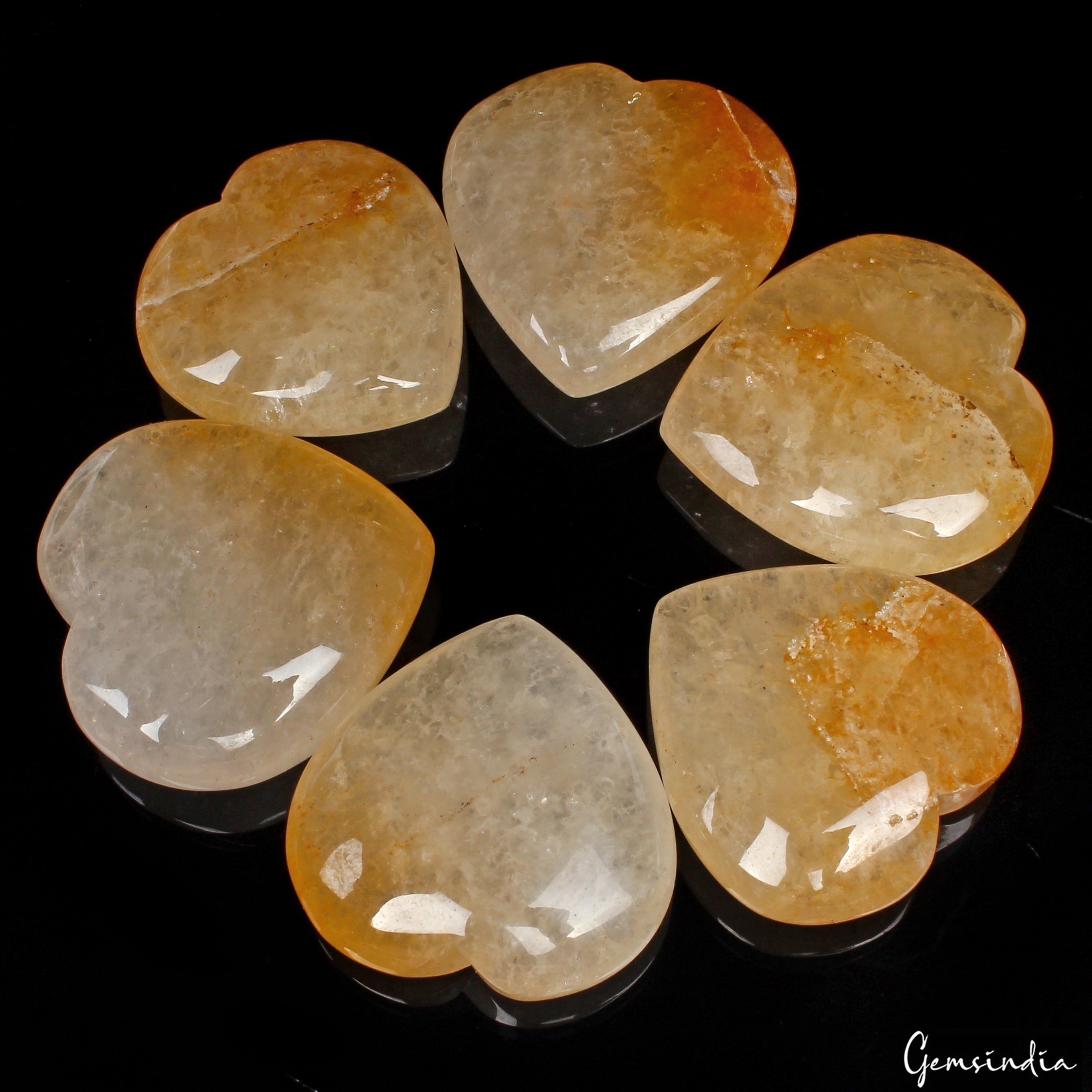 700 Ct/6 Pcs Natural Bi-color Aventurine Heart Shape Loose Gemstones for Jewelry