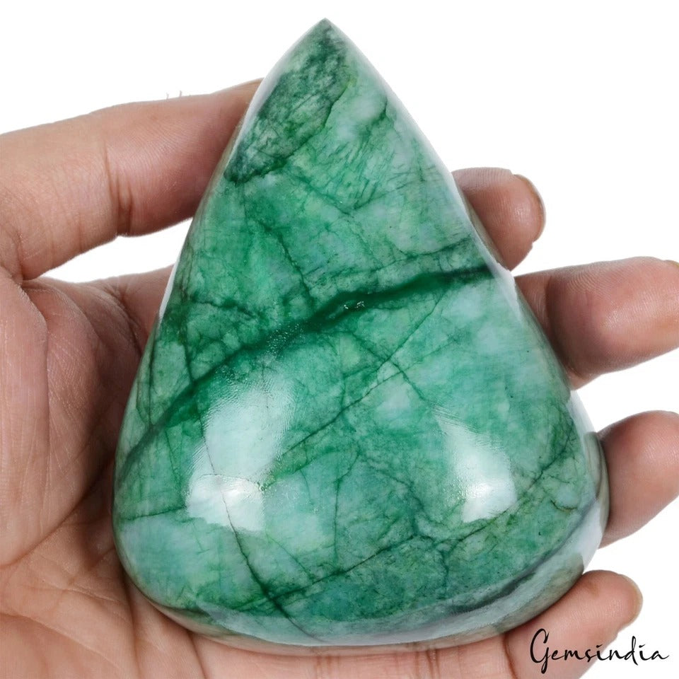Emerald Cabochon, Color Enhanced, Green — 100x78x43 mm, 2250 Ct, Brazil