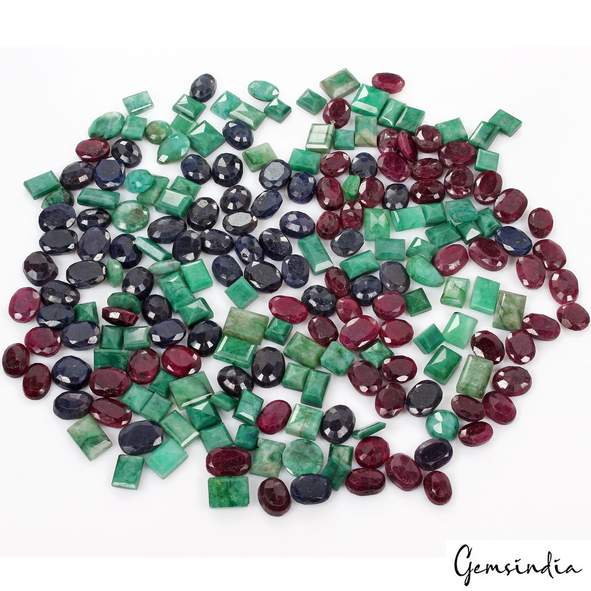 3040Ct/204Pc Natural Ruby Emerald Sapphire Loose Mix Cut Gemstones Certified Lot