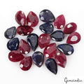 141.40 Cts/21 Pcs Natural Red Ruby Blue Sapphire Pear Cut Loose Gems For Jewelry