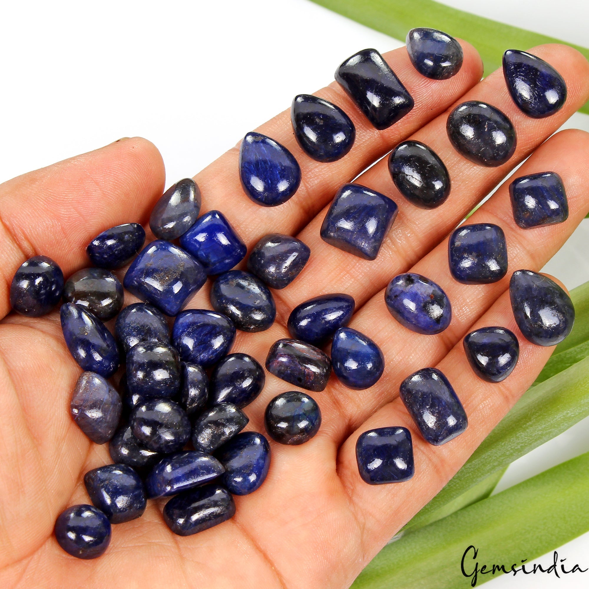 Certified 400 Cts/43 Pcs Natural Blue Sapphire Mixed Cab Loose Gems For Jewelry