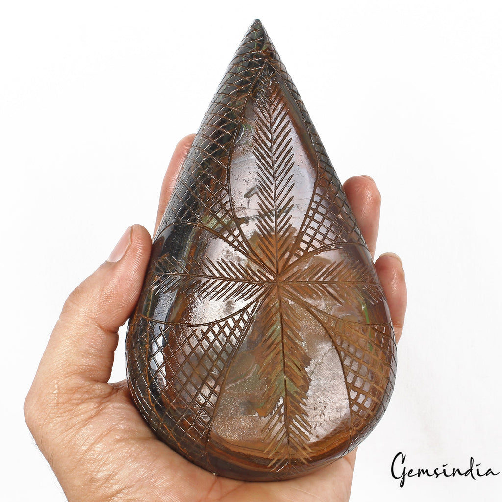 3360 Ct Natural Untreated Brown Tiger Eye Pear Carving Masterpiece Huge Size Gem