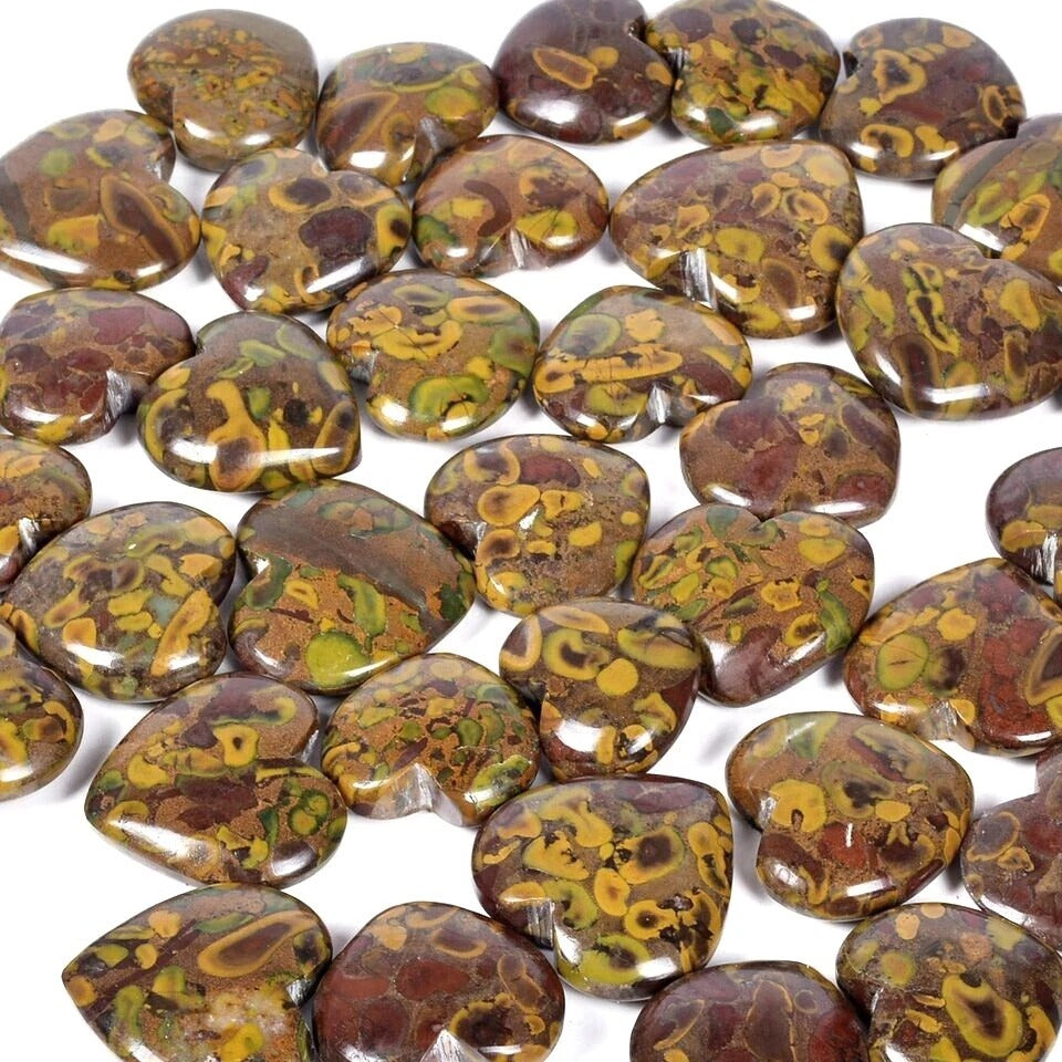 Super Wholesale 2500 Cts/39 Pcs Natural Untreated Fruit Jasper Heart Shape Gems