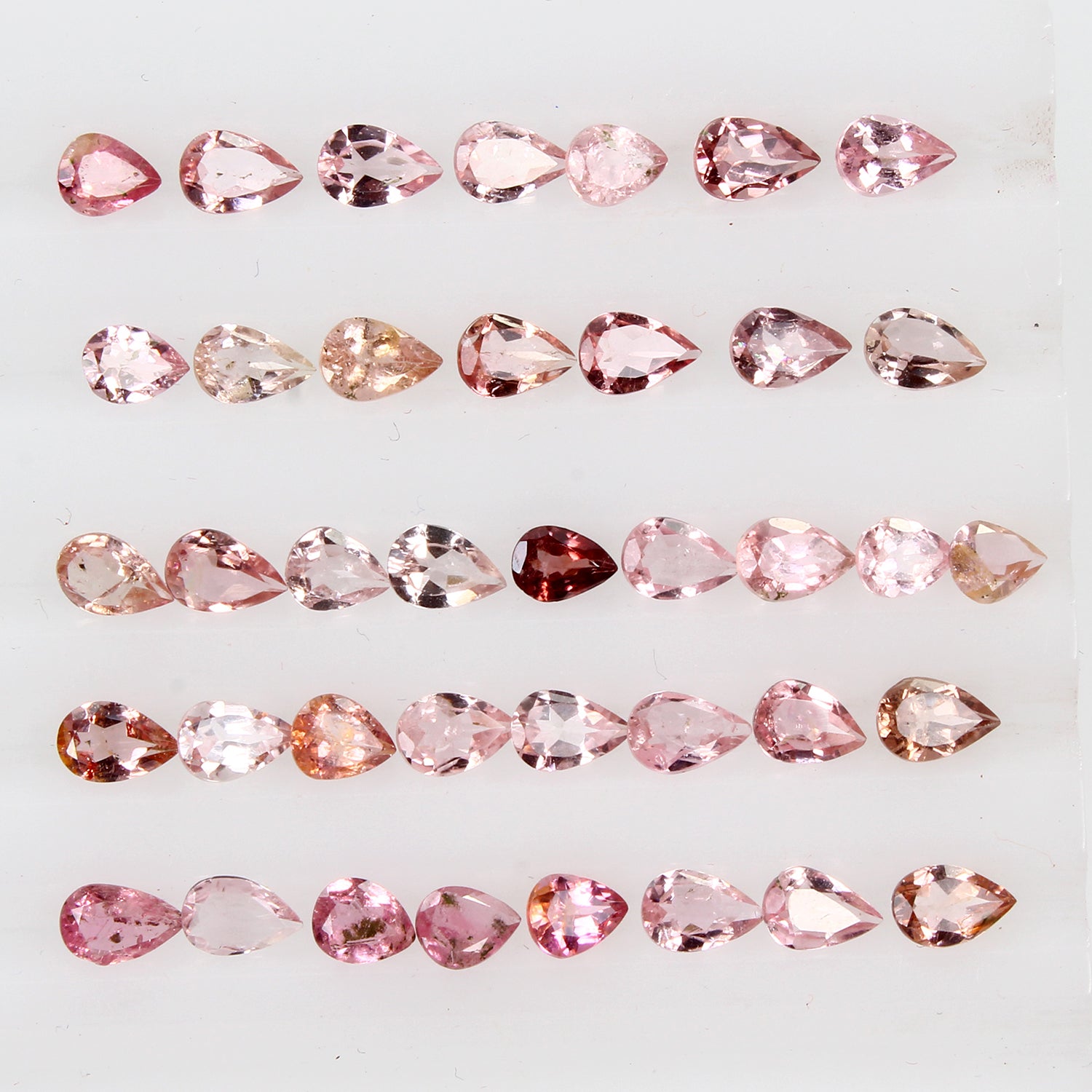 Certified 12.20 Cts/39 Pcs Natural Rubellite Tourmaline Pear Cut 5-6mm Gemstones