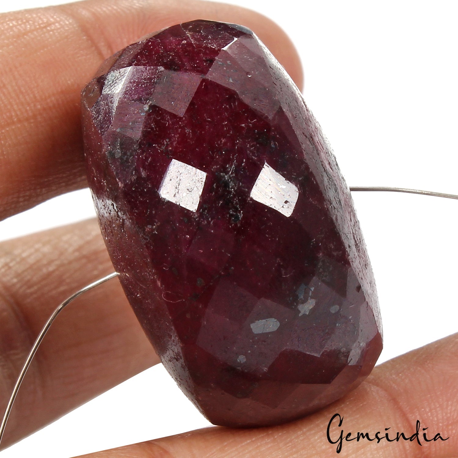 Giant 380 Ct Natural Earth Mined Ruby Gem 38mm Round Checker Cut Certified Bead