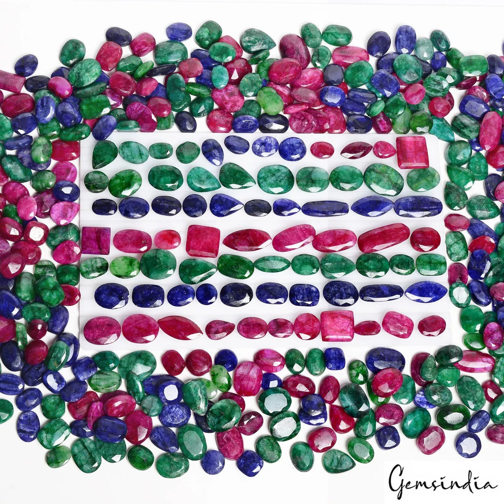 Green Beryl Lot, Loose Gemstone, Color Enhanced, Red — 430 Pieces, 14mm, 5000 Ct