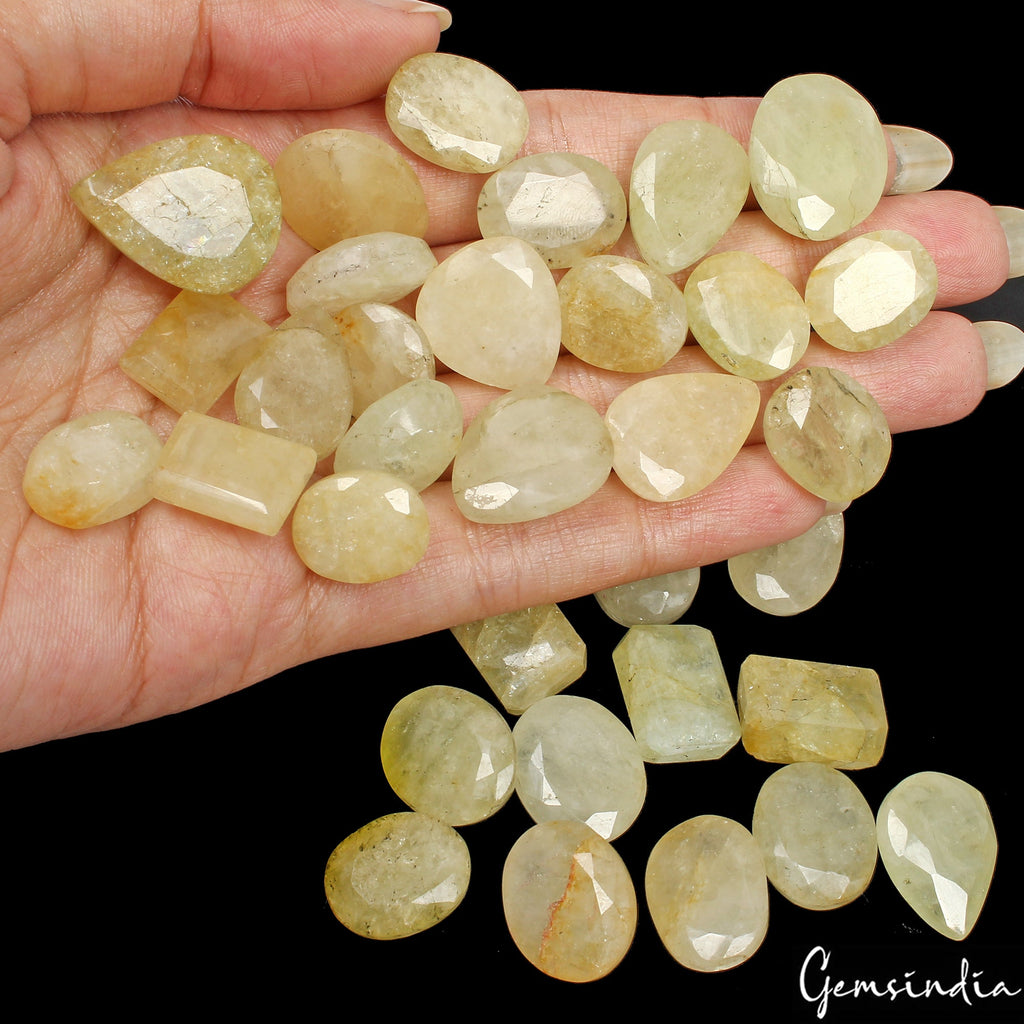 470 Ct/33 Pcs Natural Untreated Heliodor Yellow Beryl Mix Cut 13-23mm Gemstones