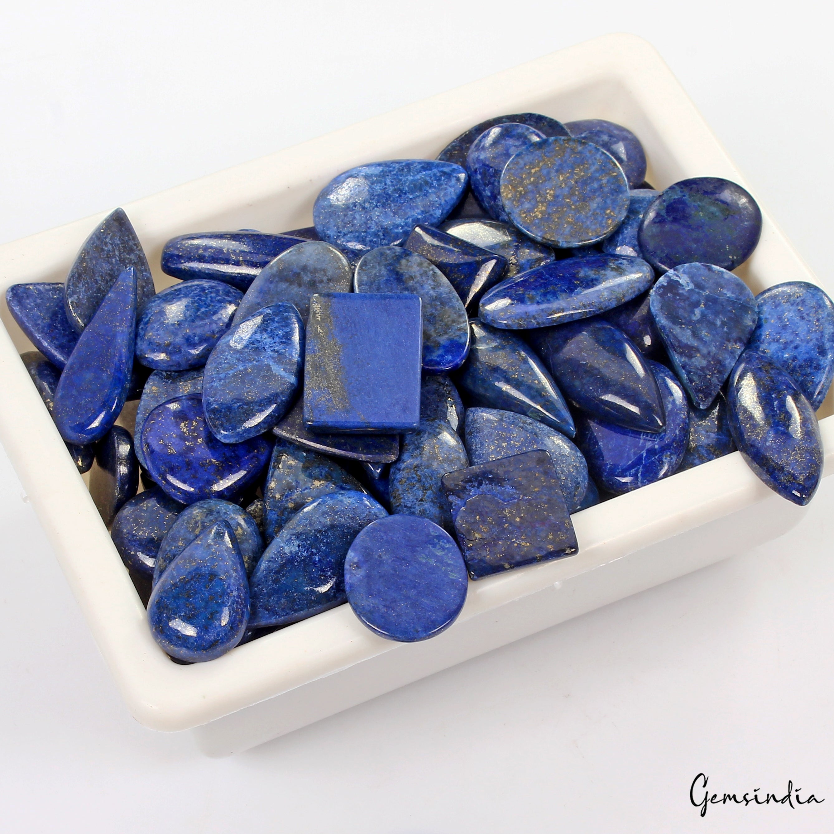 1830 Cts/76 Pcs Natural Blue Lapis Lazuli Gold Flecks Mix Loose Wholesale Gems