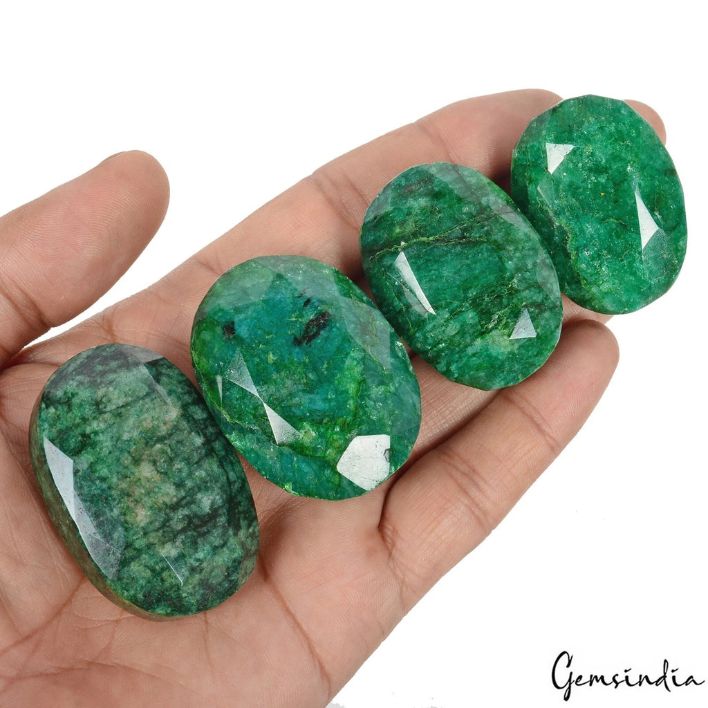 Emerald Lot, Loose Gemstone, Color Enhanced, Green — 4 Pieces, 41mm to 48mm, 1000 Ct, Brazil