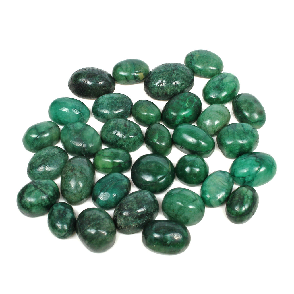 360 Cts/32 Pcs Natural Green Brazilian Emerald Oval Cab Loose Gems For Jewelry