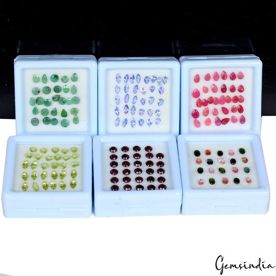 6 Lots Estate Genuine Semi Precious Mix Cut Multi Gemstones Collection ~68 Pcs