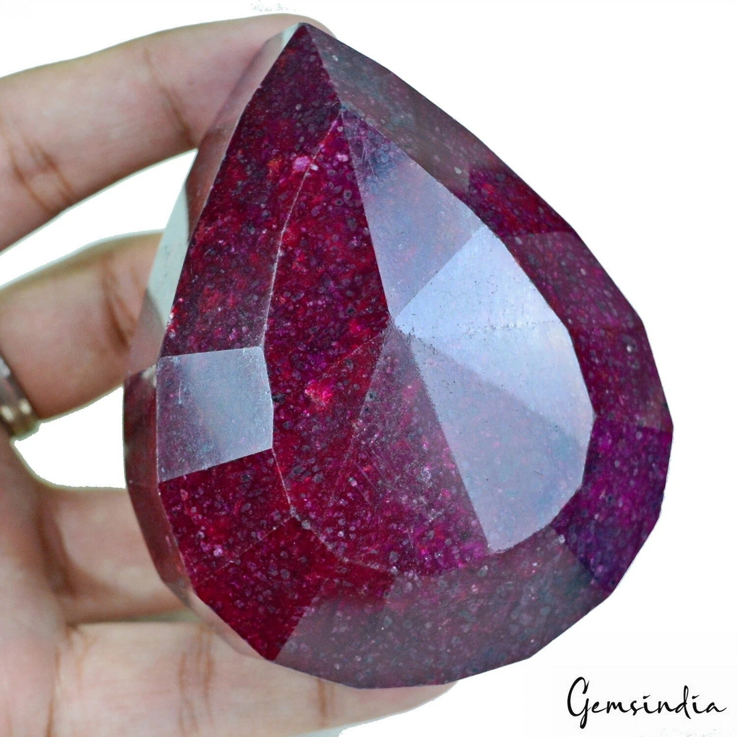 Certified 2200 Cts Natural Dark Red Ruby Pear Faceted Cut Loose Huge Gemstone