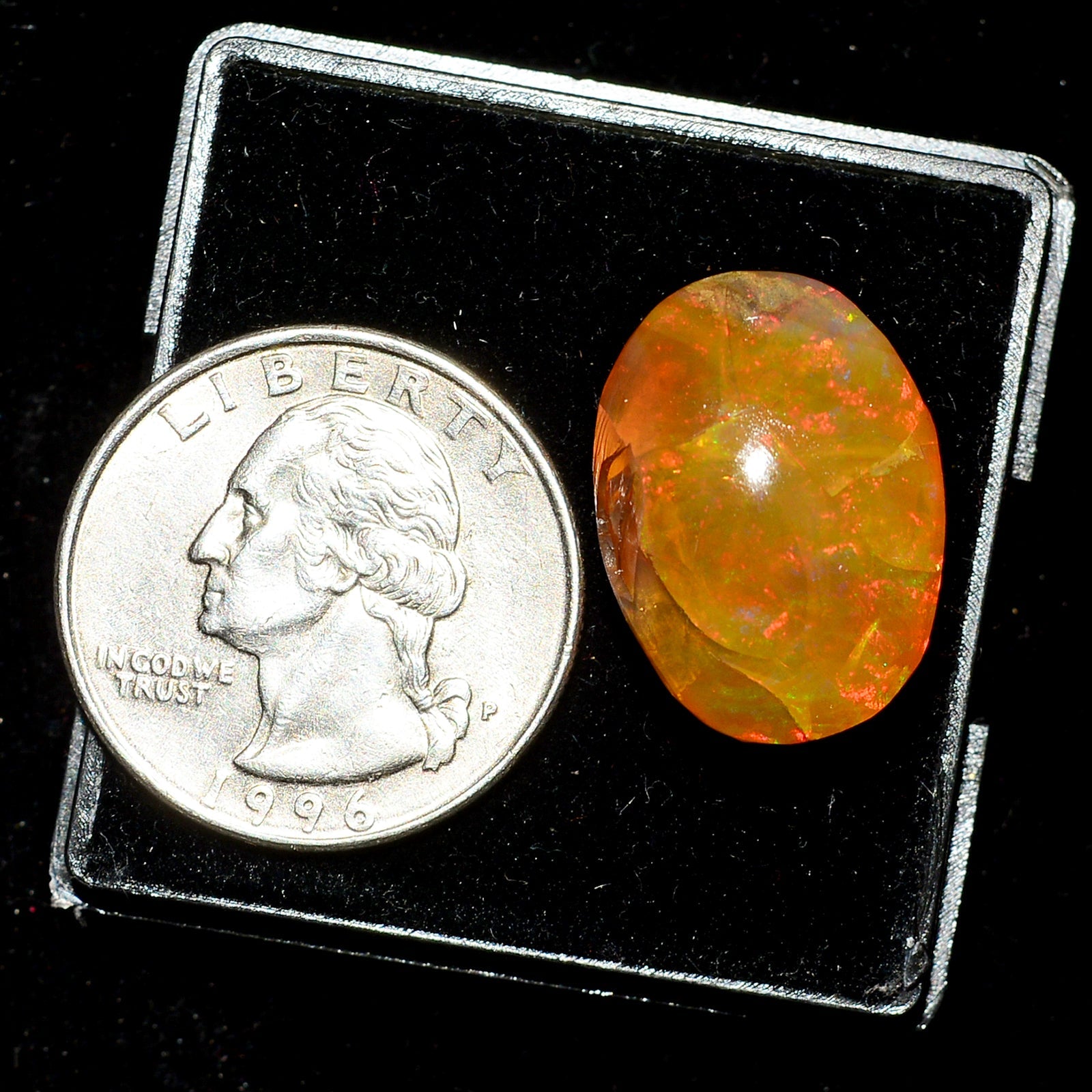 Oval Cab Natural AAA Hot Rainbow Orange Fire Opal 24.10 Ct Certified Gemstone