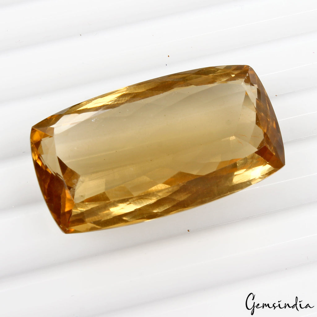 VVS 40.50 Ct Natural Citrine Golden Yellow Cushion Cut Loose Gemstone, Brazil