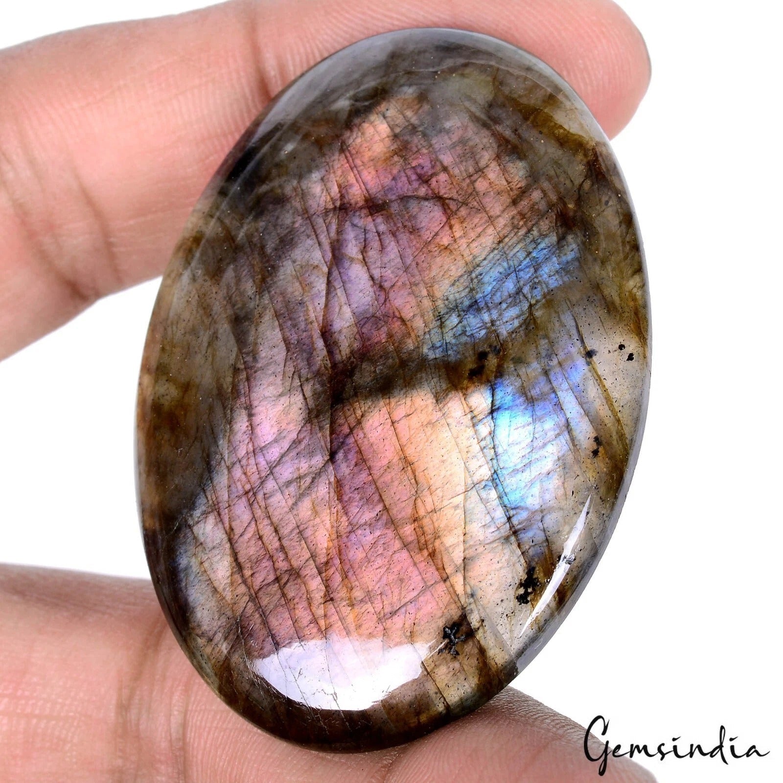 Natural Untreated Multi Shine Labradorite Oval Cabochon 118.40 Ct Loose Gemstone