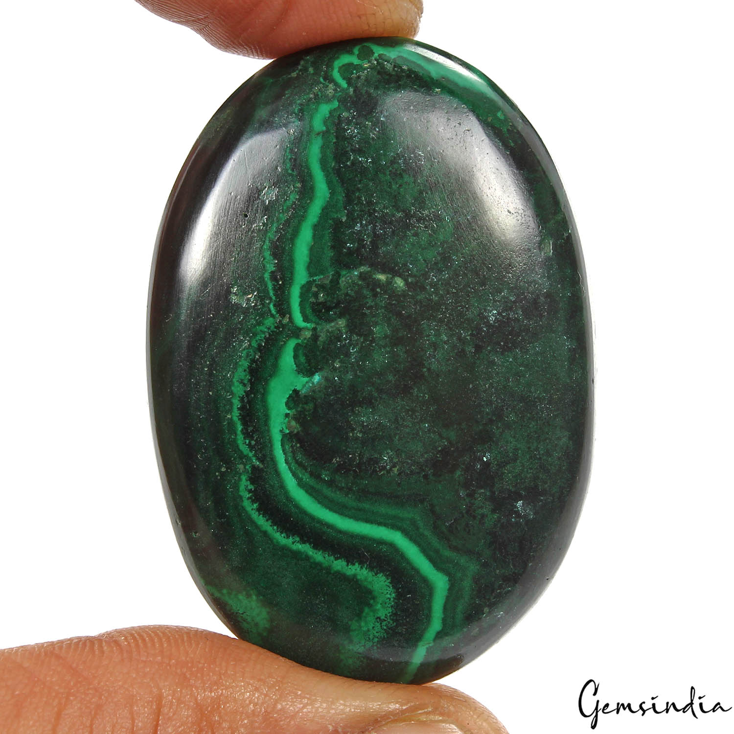 174.80 Cts Natural Untreated Dark Green Malachite Oval Cab Loose Gem For Pendant