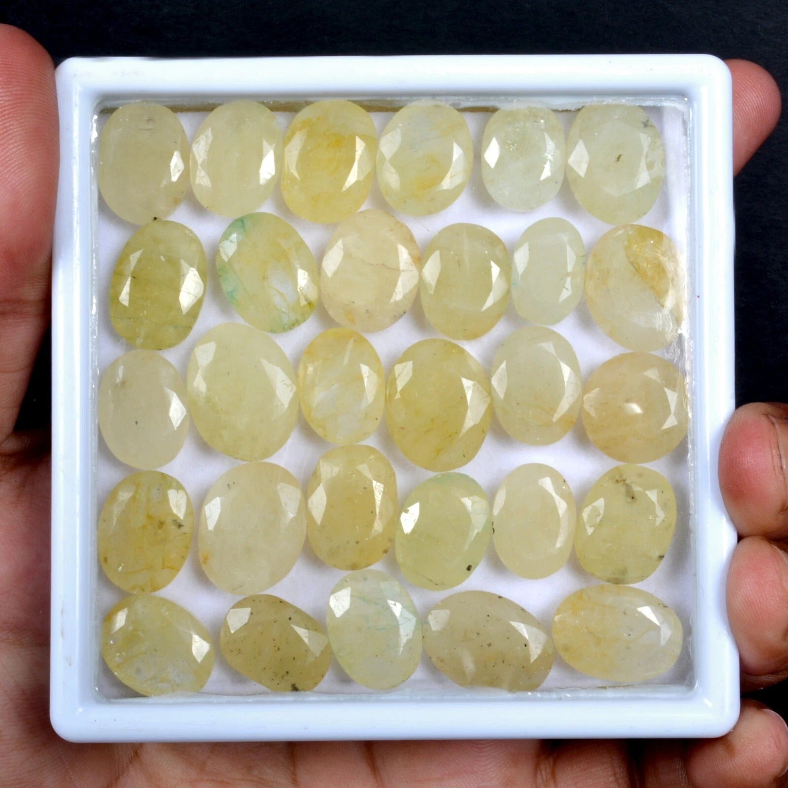 440 Cts/38 Pcs Natural Untreated Yellow Beryl Heliodor Oval Loose Gems Lot