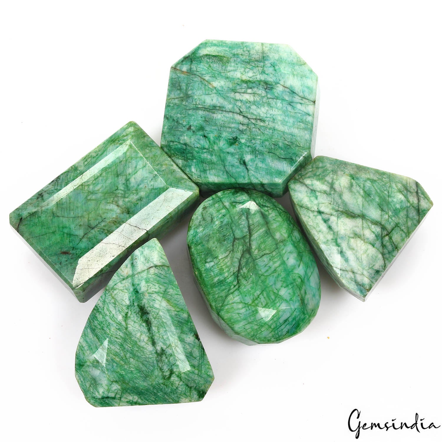 2180 Cts/5 Pcs Natural Brazilian Green Emerald Mix Cut Loose Gems Wholesale Lot