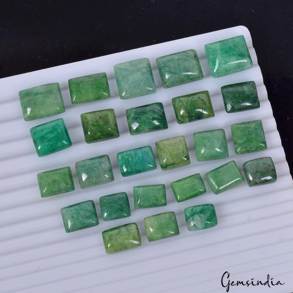 Brazilian Emerald Lot, Cabochon, Color Enhanced, Green — 25 Pieces, 14mm to 19mm, 372 Ct, Brazil