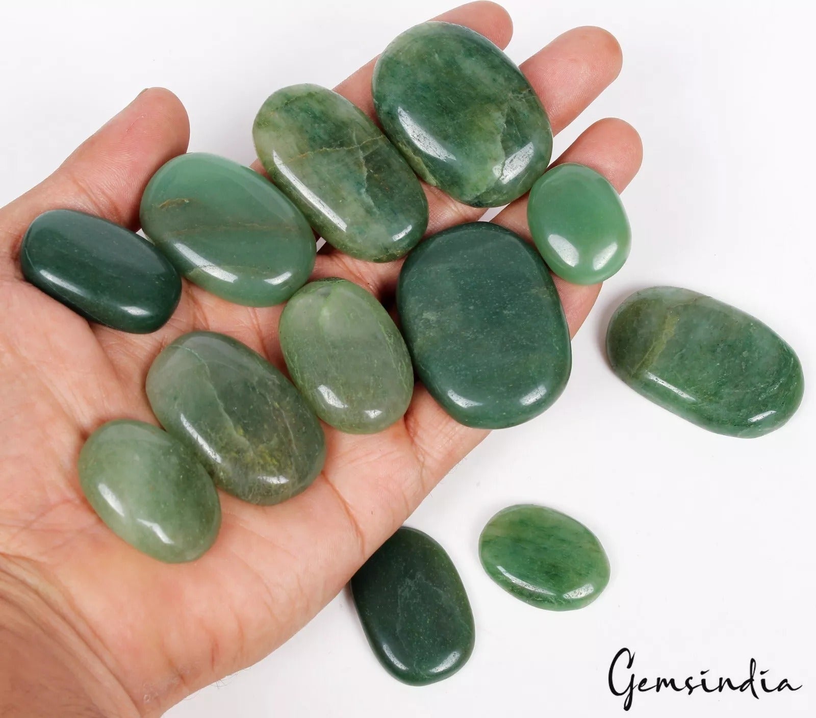 1000 Ct Natural Green Aventurine Oval Cabochon Untreated Loose Gemstones 12 Pcs