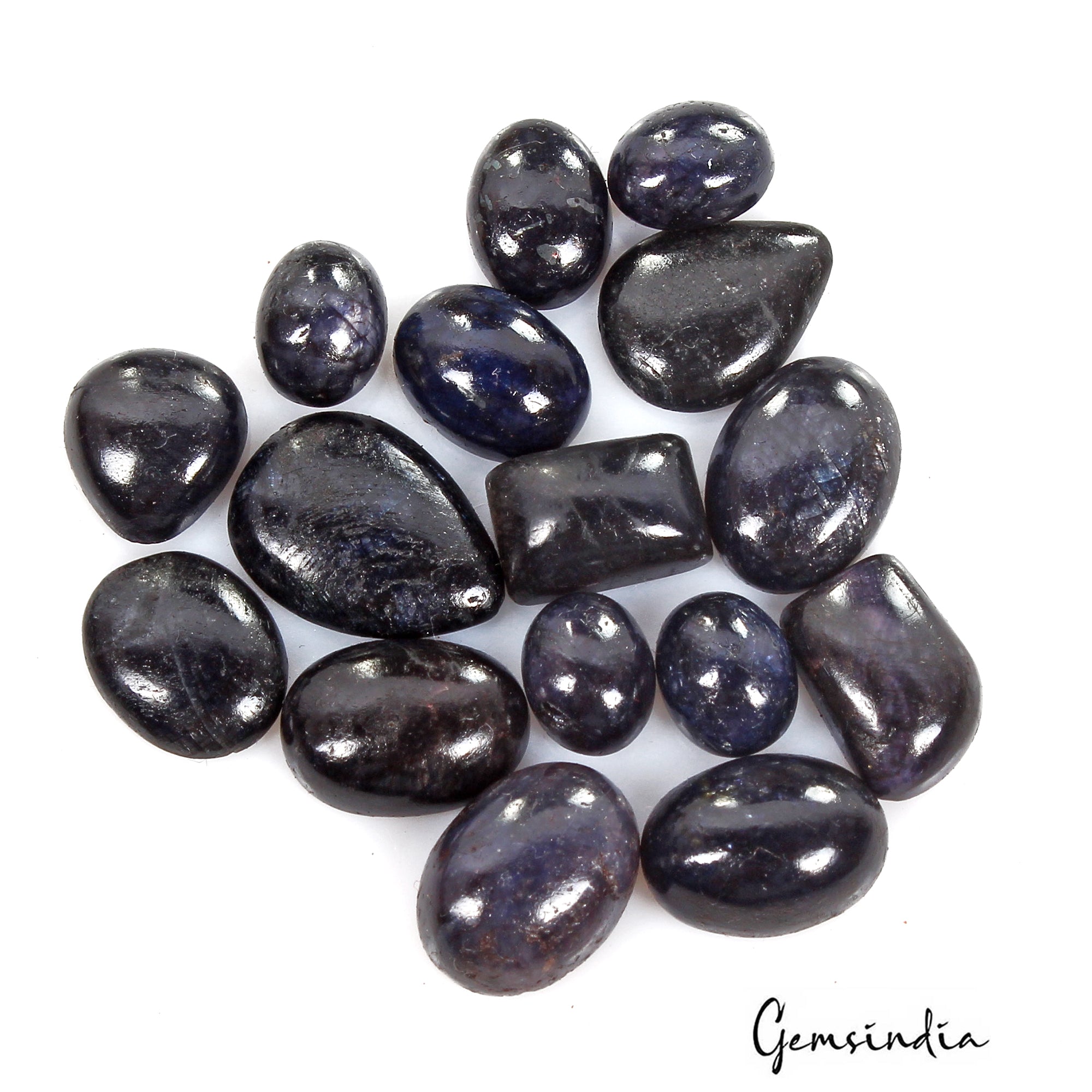 Blue Sapphire Lot, Cabochon — 16 Pieces, 10mm To 18mm, 131.40 Ct, Madagascar