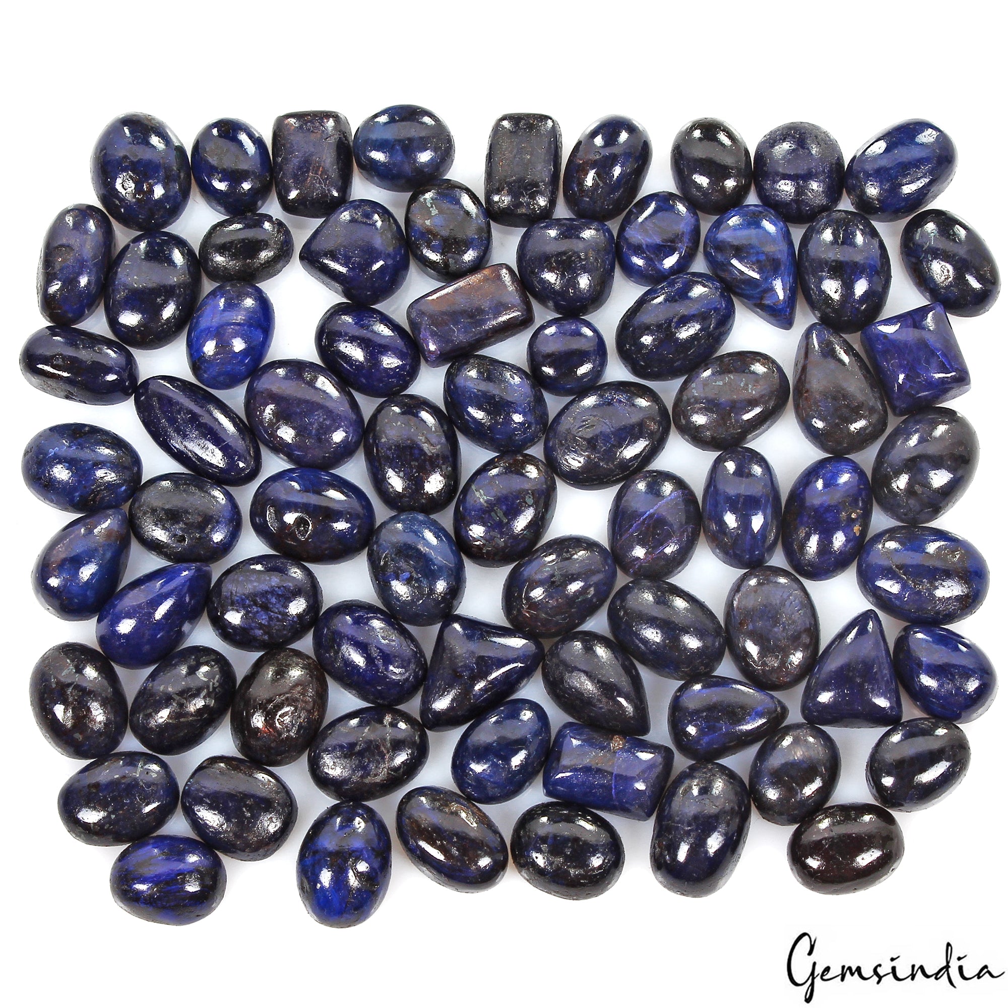 Blue Sapphire Lot, Cabochon, Color Enhanced — 71 Pieces, 8mm To 15mm, 450 Ct, Madagascar