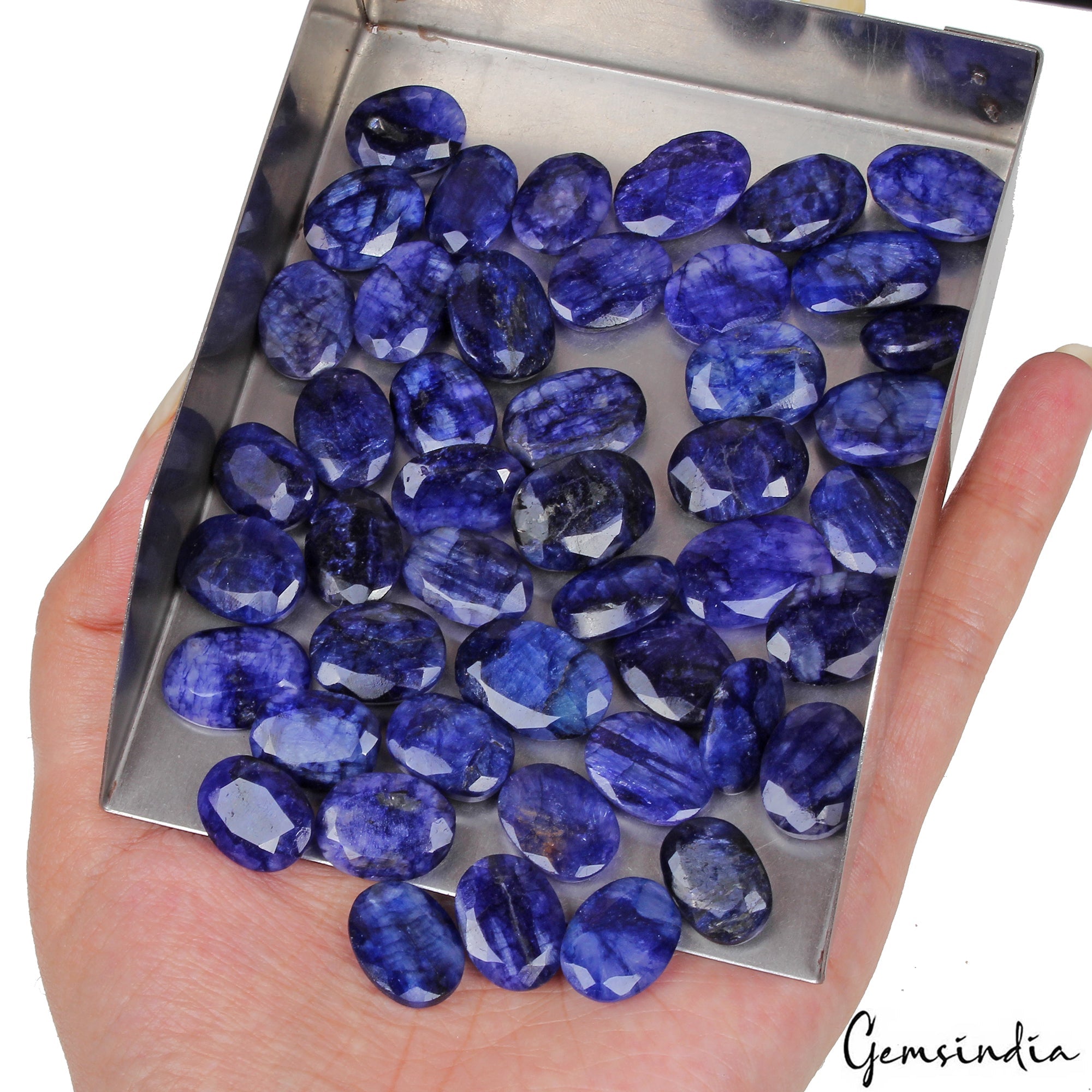 460 Ct/46 Pcs Natural Royal Blue Beryl Oval Faceted Loose Gems Lot For Jewelry