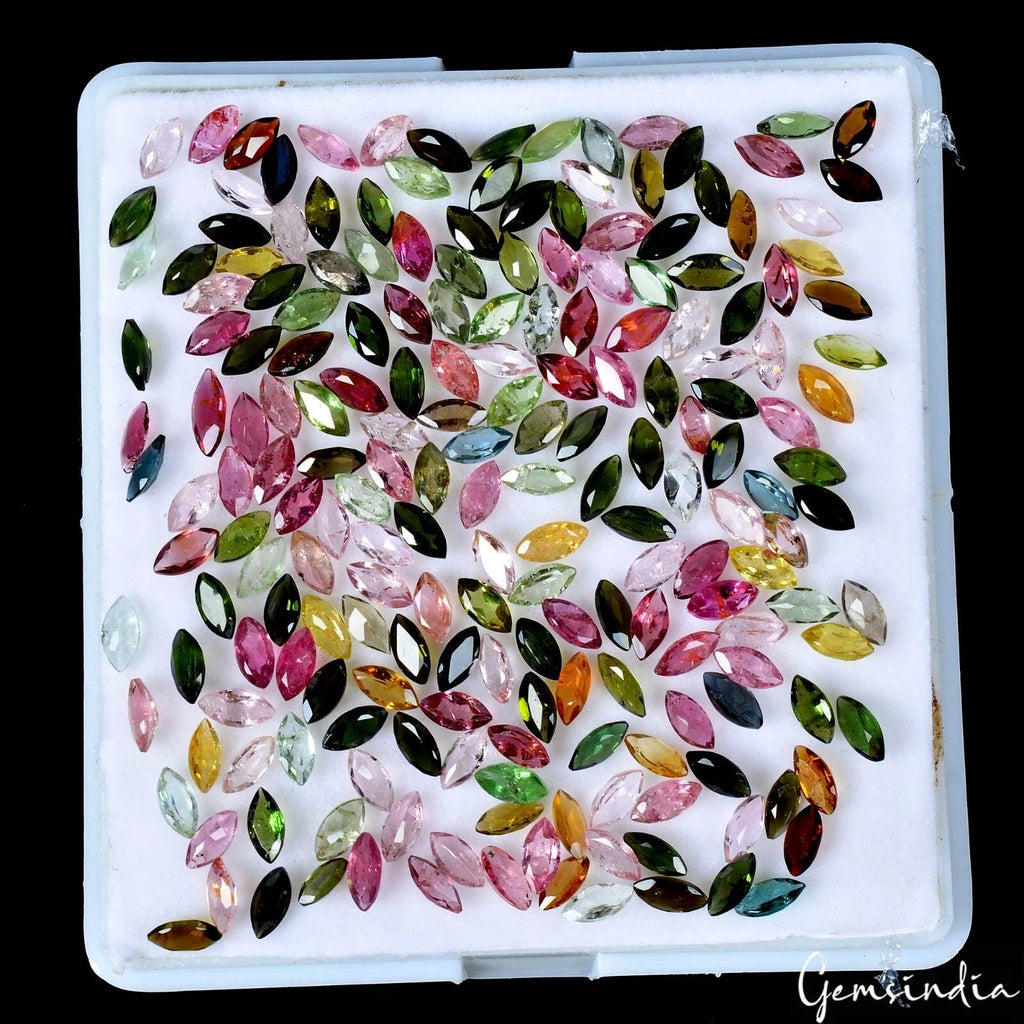 28.50 Ct/200 Pcs Natural Multi Color Tourmaline Marquise Calibrated 5x2.5mm Gems