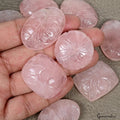 660 Ct/9 Pcs Natural Untreated Pink Rose Quartz Hand Carved Gems Lot For Jewelry