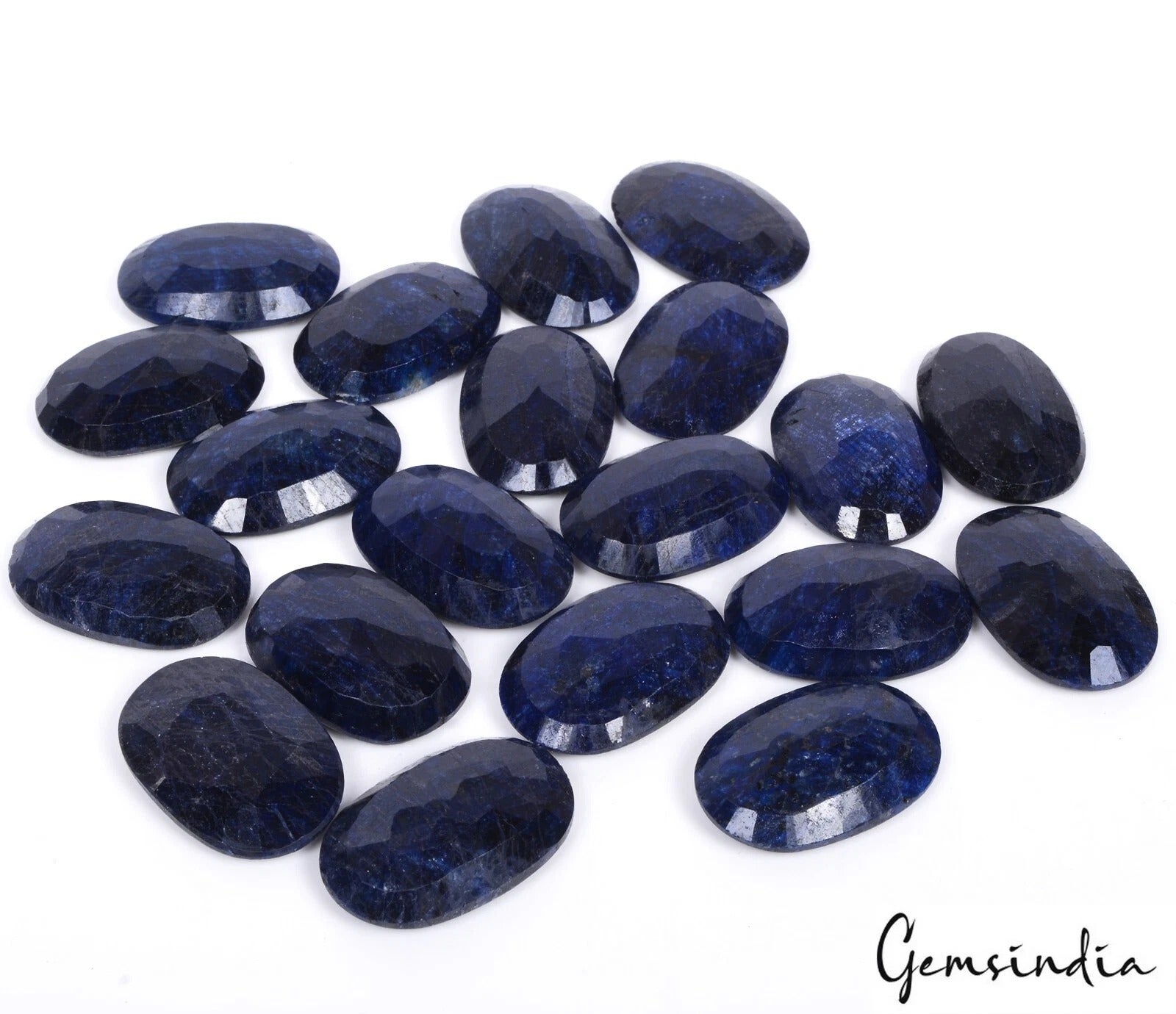 Blue Sapphire Lot, Loose Gemstone, Color Enhanced — 20 Pieces, 30x20 mm, 1020 Ct, Madagascar