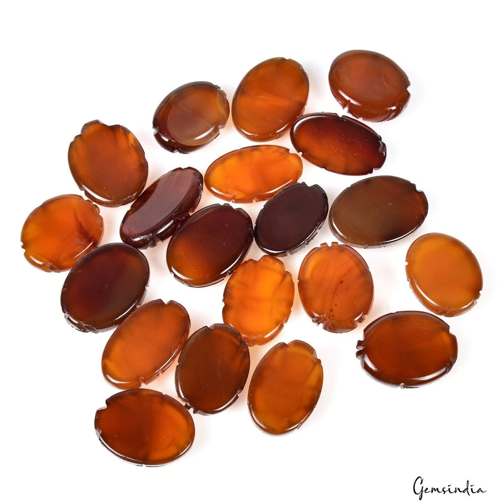 263.90 Ct/20 Pcs Natural Untreated Onyx Oval Ganesha Hand Carved Gem For Jewelry