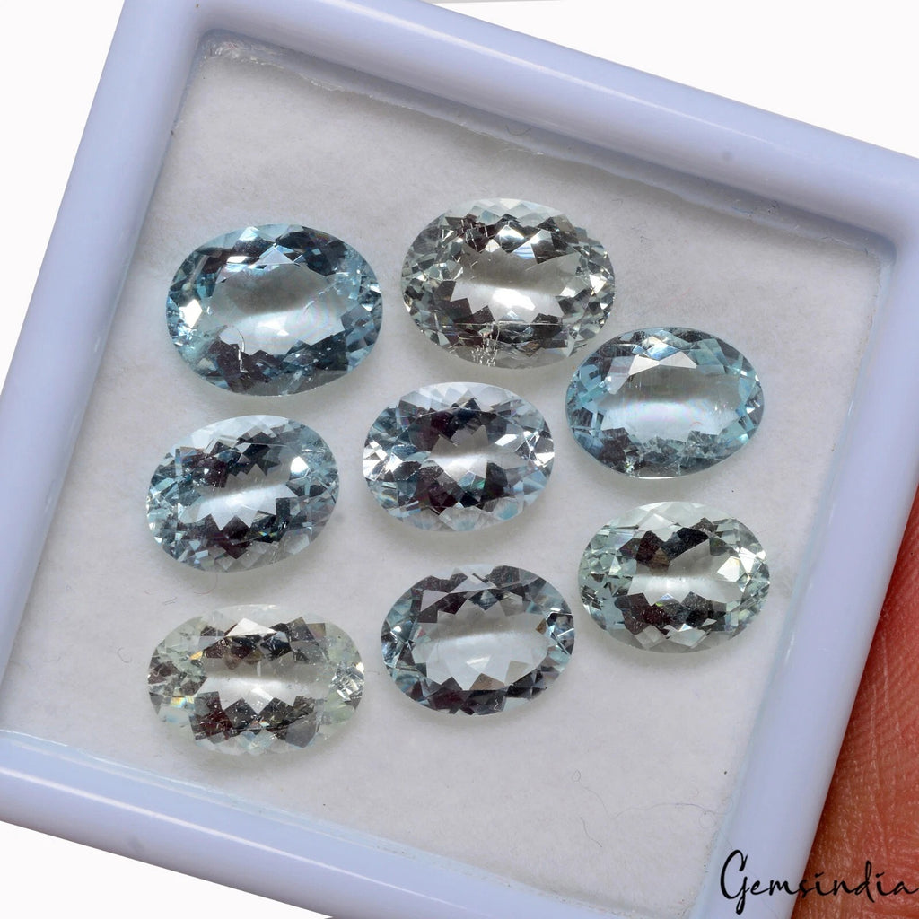 Aquamarine Lot, Loose Gemstone, Untreated, Blue — 8 Pieces, 9mm to 10mm, 14.60 Ct, Brazil