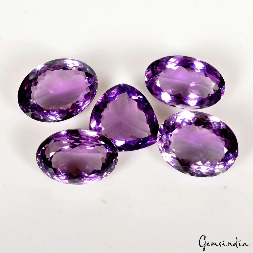 Certified 91.20 Cts/5 Pcs Natural Purple Amethyst Mix Cut Rare Gems For Jewelry