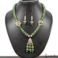 433 Cts Natural Green Emerald Freshwater Pearl Round Beaded Handmade Jewelry Set