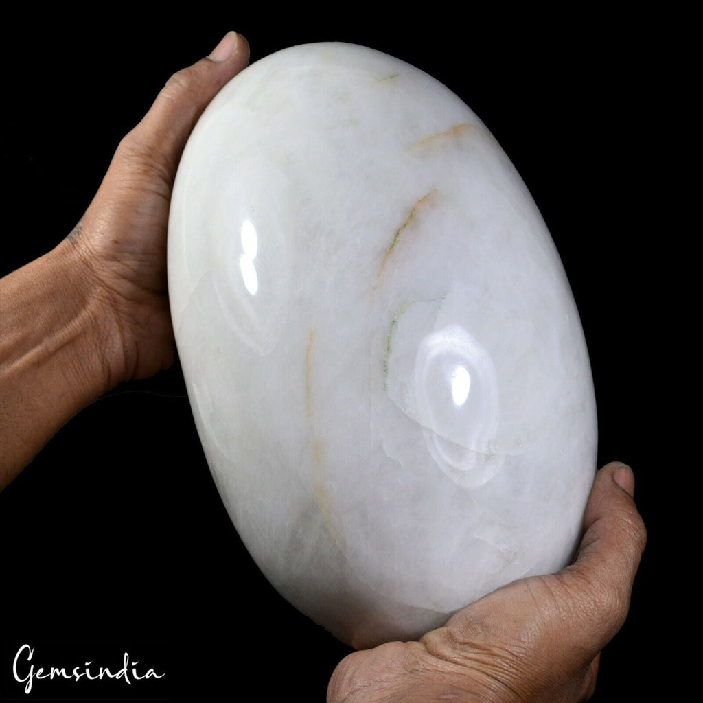 Big 8.2 Kilo Natural White Calcite Crystal Healing Mineral Egg Cabochon Gemstone