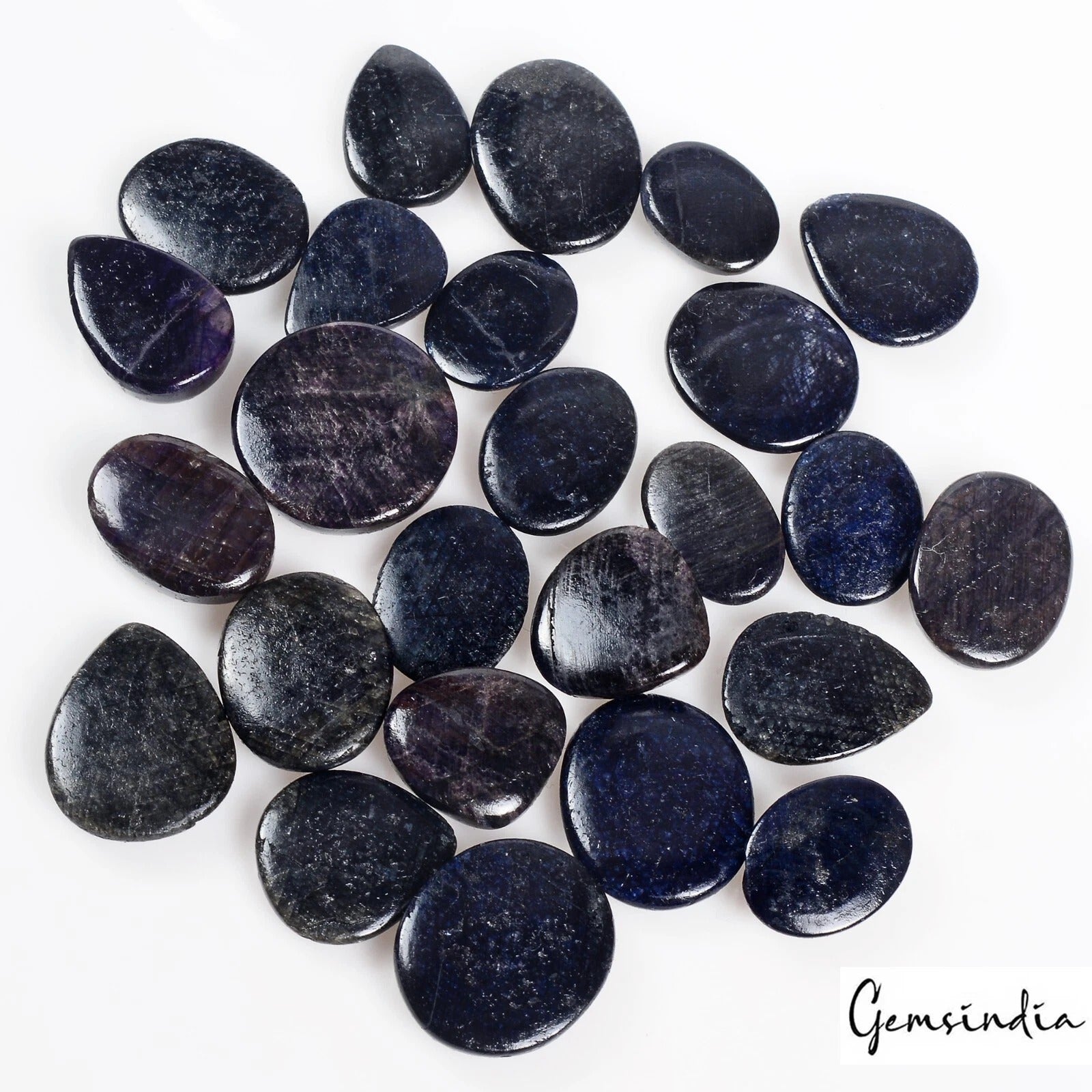 Blue Sapphire Lot, Cabochon, Color Enhanced — 21 Pieces, 13mm To 19mm, 300 Ct, Madagascar