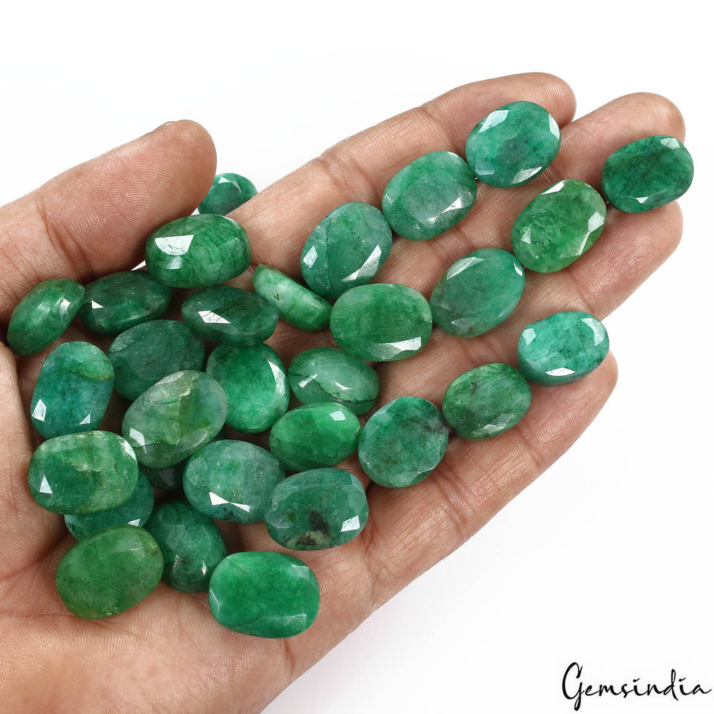 Emerald Lot, Loose Gemstone, Color Enhanced, Green — 30 Pieces, 16mm to 20mm, 500 Ct, Brazil