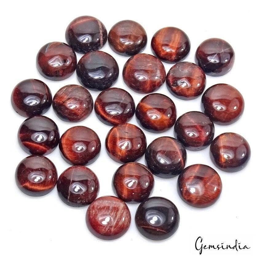 247.50 Ct/24 Pcs Natural Red Tiger Eye Round Calibrated 14mm Gem Lot For Jewelry