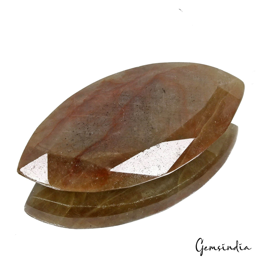 140 Ct Natural Untreated Brown Sapphire W/ Red Blood Marks Marquise Cut Gemstone