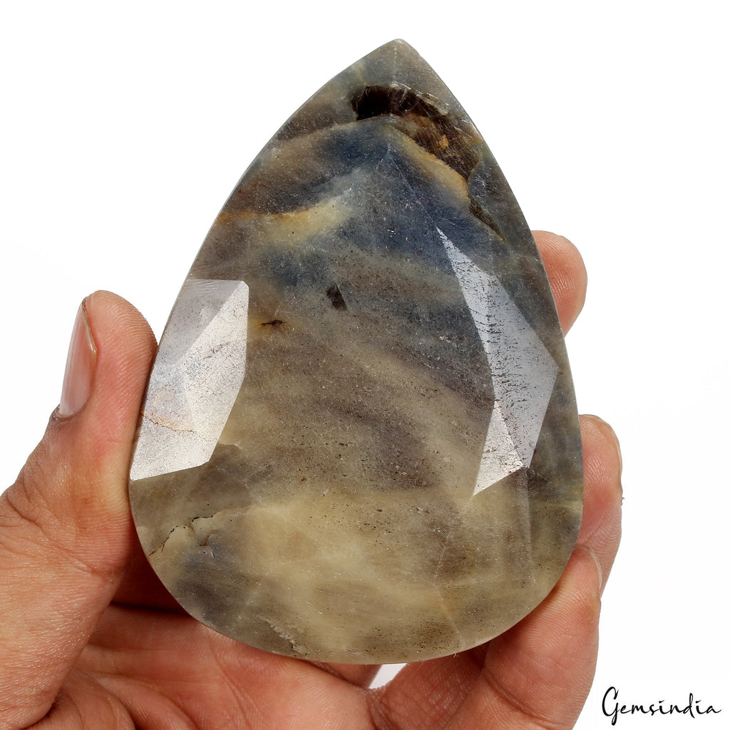 1020 Cts Natural Untreated Blue Gray Sapphire Pear Cut Huge Loose Gem w/ Stand