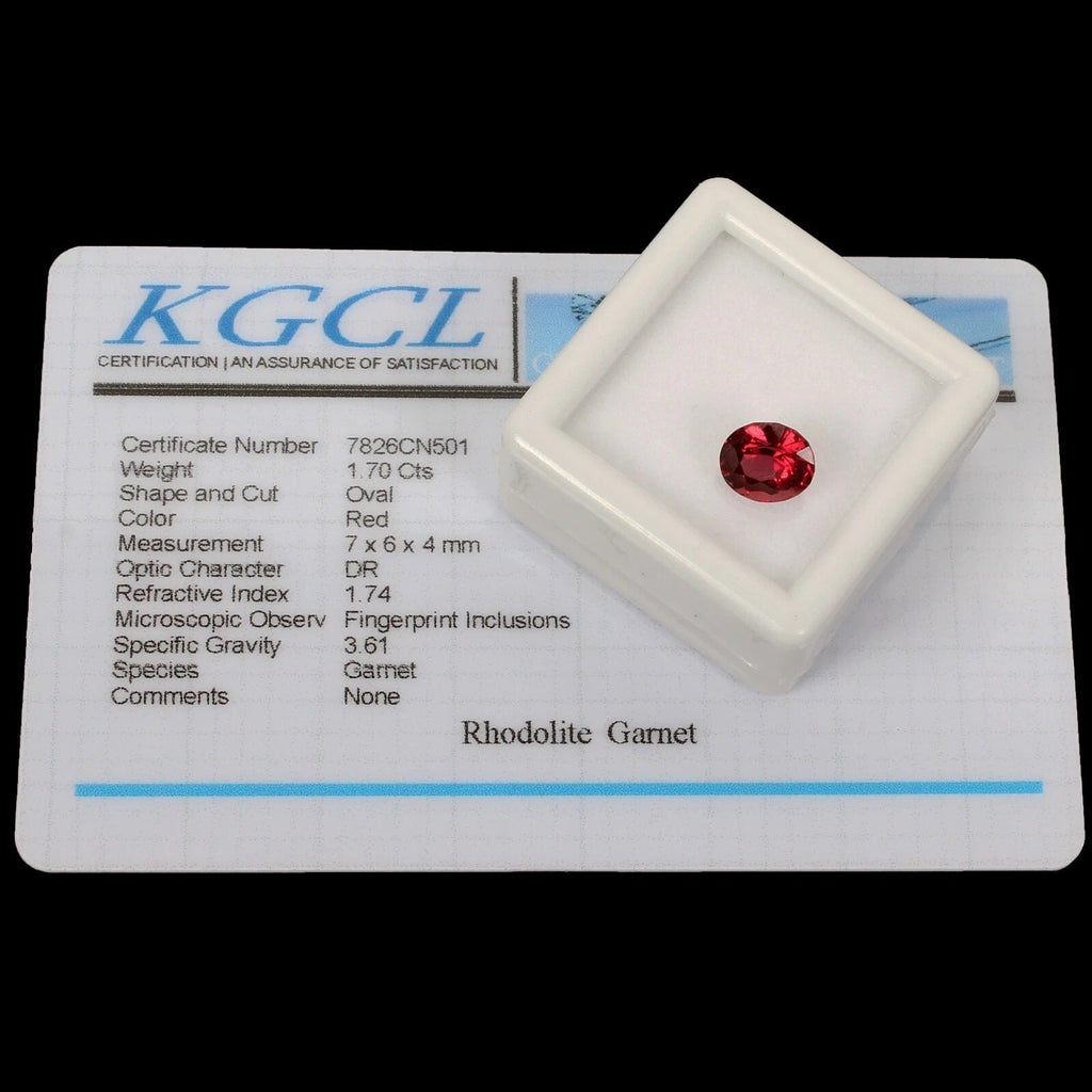 Certified 1.75 Cts Natural Untreated Rose Red Rhodolite Garnet Oval Gem For Ring