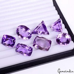 119.90 Ct/7 Pcs Natural Untreated Purple Amethyst Mix Cut Loose Gems For Jewelry