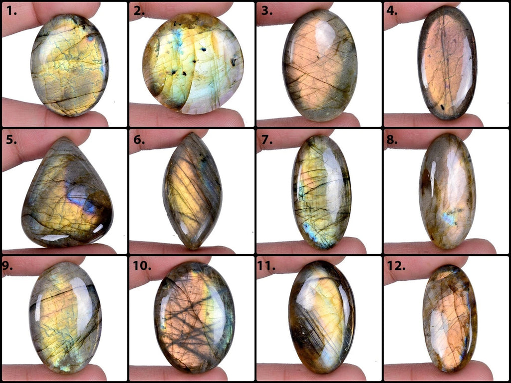 Labradorite Lot, Cabochon — 12 Pieces, 30mm to 45mm, 700 Ct