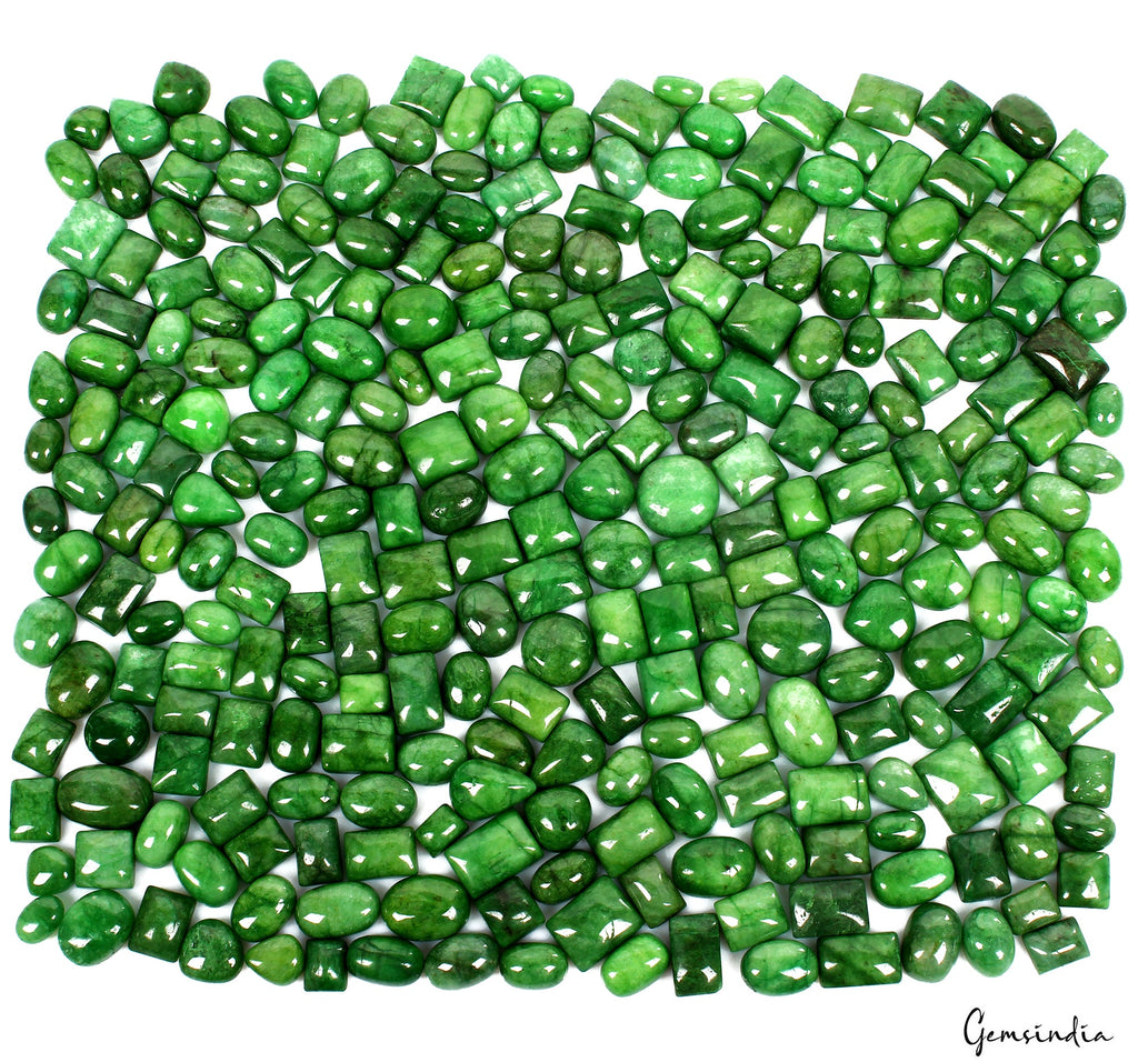3500 Cts/275Pcs Natural Brazilian Green Emerald Mix Cab Loose Wholesale Gems Lot