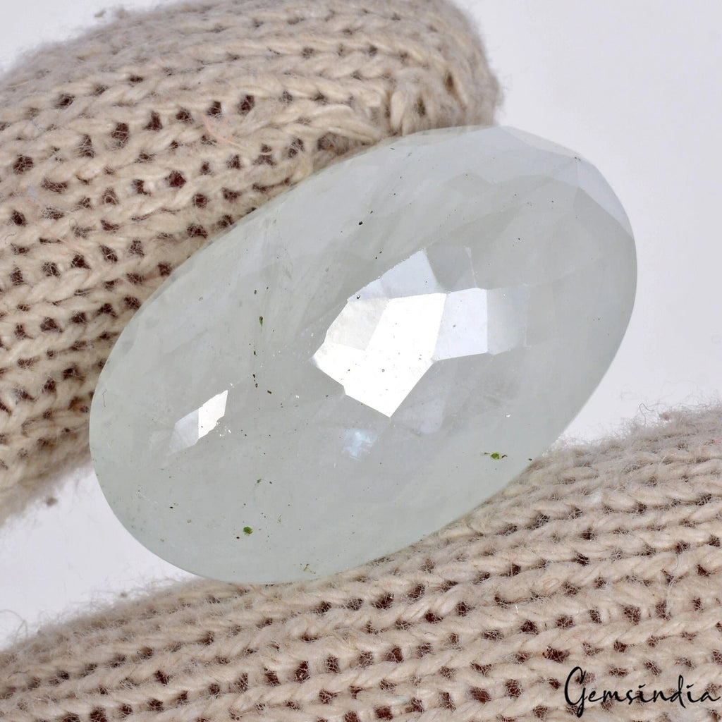 Natural Milky Aquamarine 100% Earth Mined Oval Faceted Loose Gemstone- 61.80 Ct
