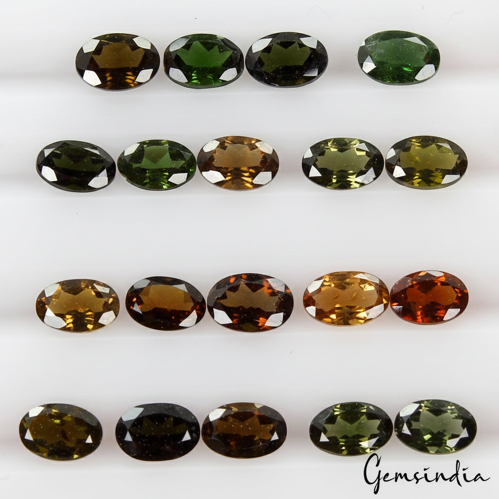 8.40 Ct Top Quality Natural Mixed Color Tourmaline 6x4mm Loose Gemstons 19 Pcs