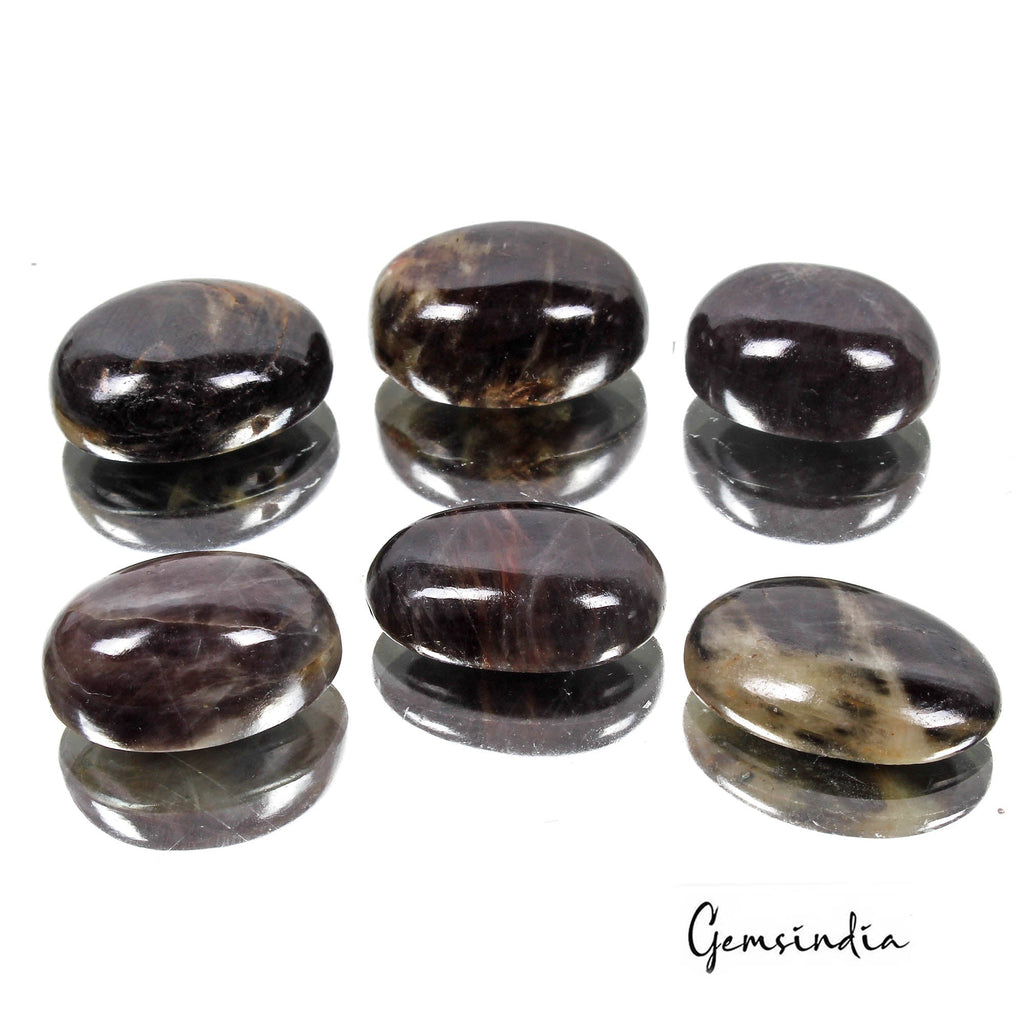 400 Cts/6 Pcs Natural Untreated Black Sapphire Oval Cab Loose Gems Wholesale Lo