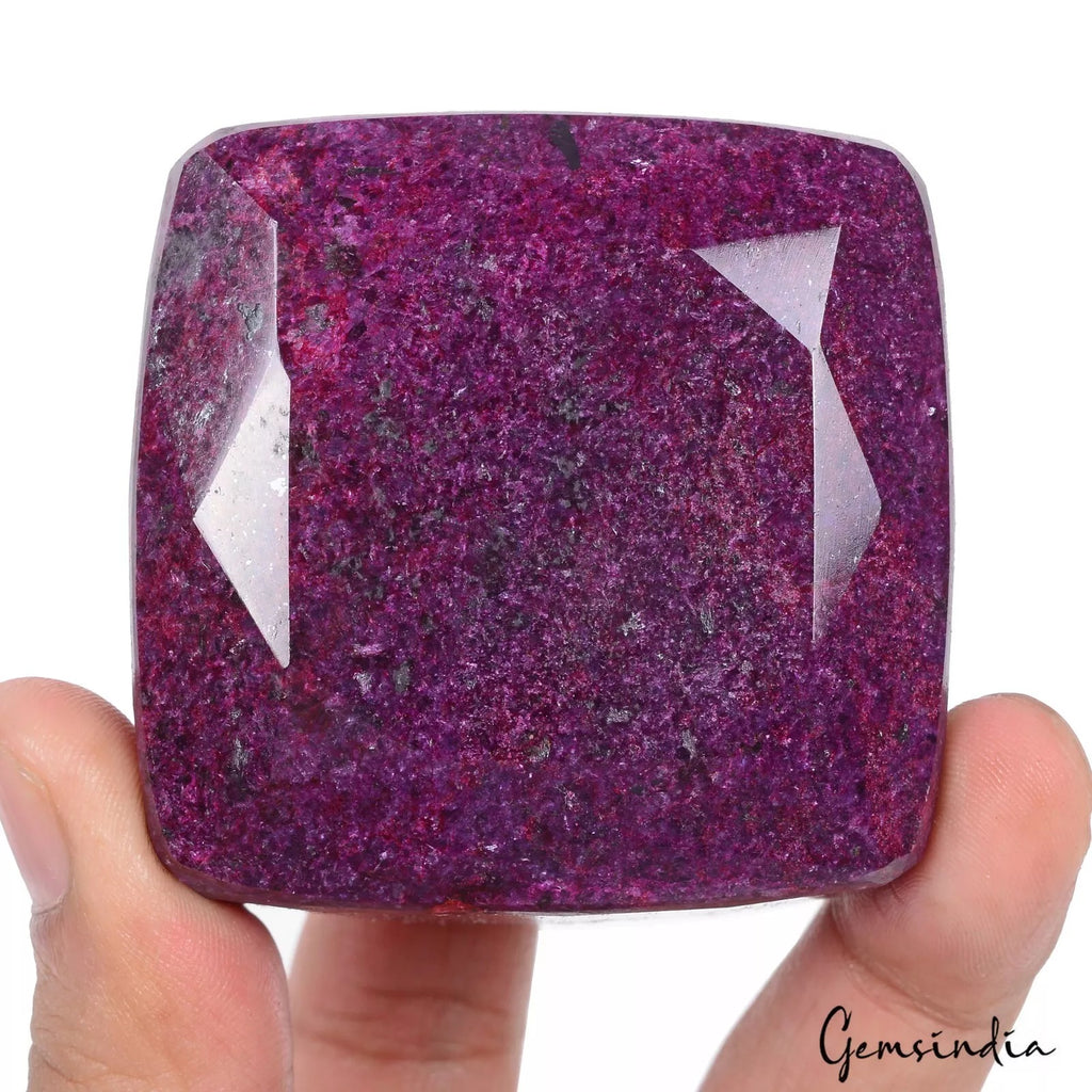 Ruby Loose Gemstone, Cushion Cut, Color Enhanced — 59 x 59 x 50 mm, 2300 Ct