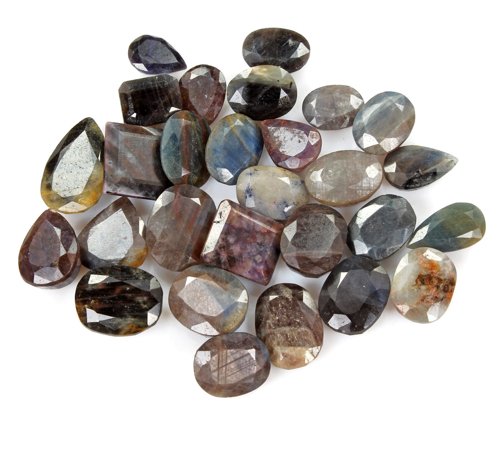 280 Ct/28 Pcs Natural Untreated Blue Gray Sapphire Mixed Cut Loose Gemstones Lot