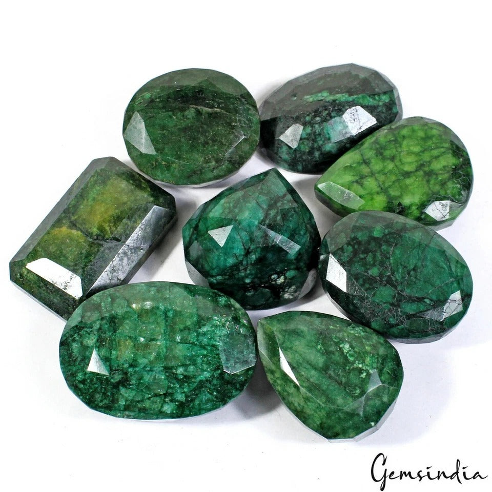 Natural Huge Green Emerald Zambian 3000 Ct Mix Cut Loose Gemstones Lot 47-61mm